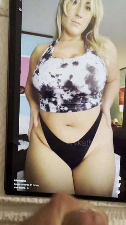 Cum tribute to cute curvy babe with big boobs
