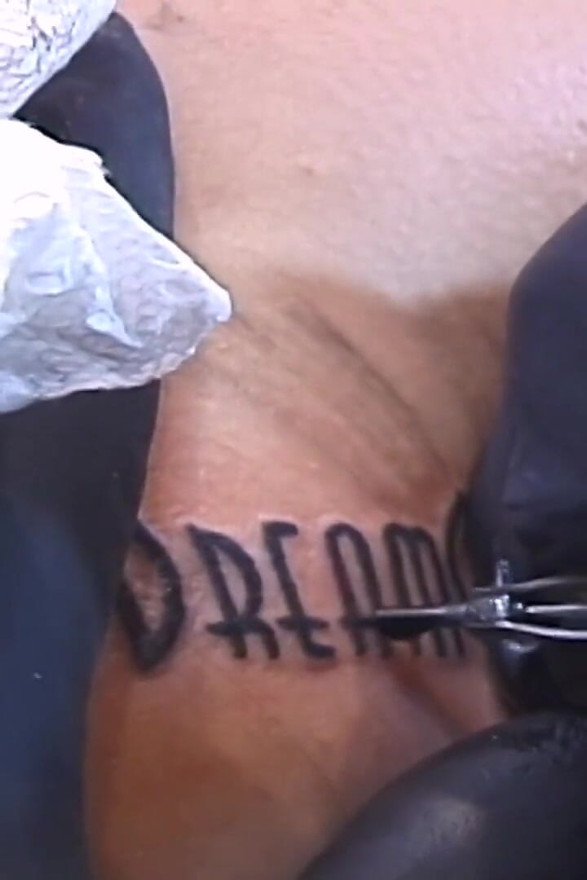She gets dream girls tattooed on her nice ass