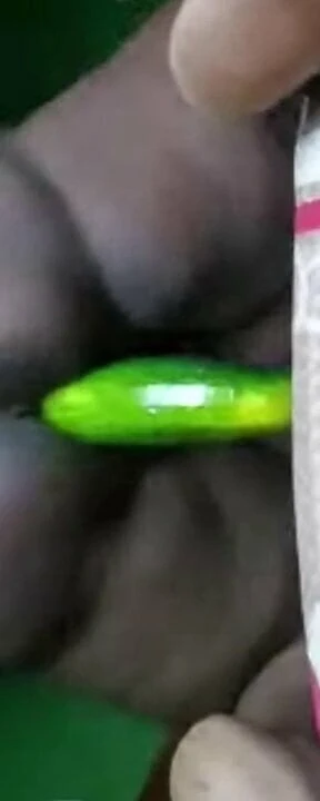 Ebony wife fuck giant cucumber doggy