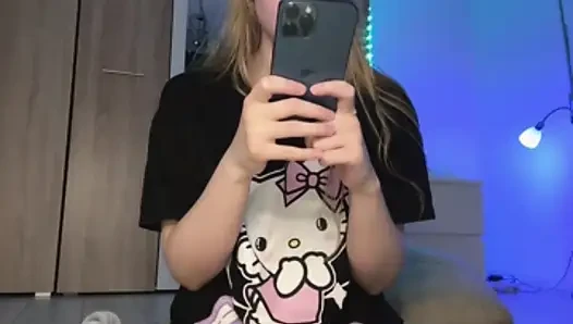 My sexy stepsister with big natural tits caught me