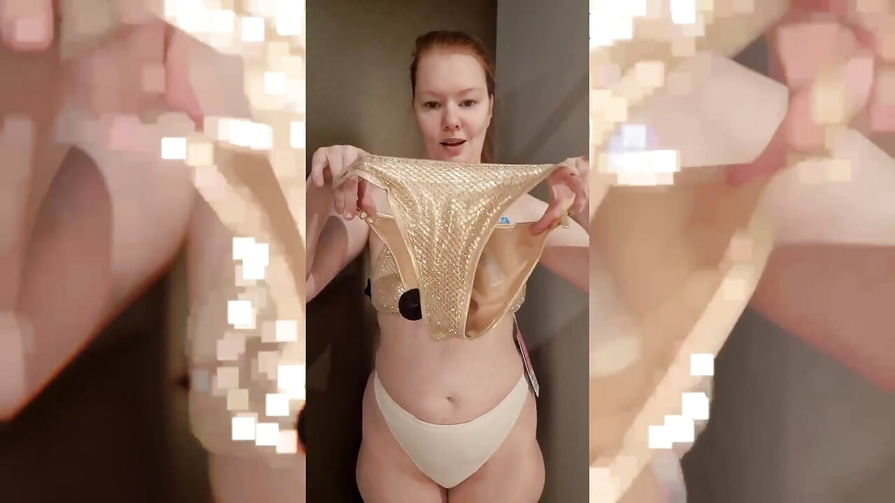 Try on - Golden Swimsuit in the Fitting Room