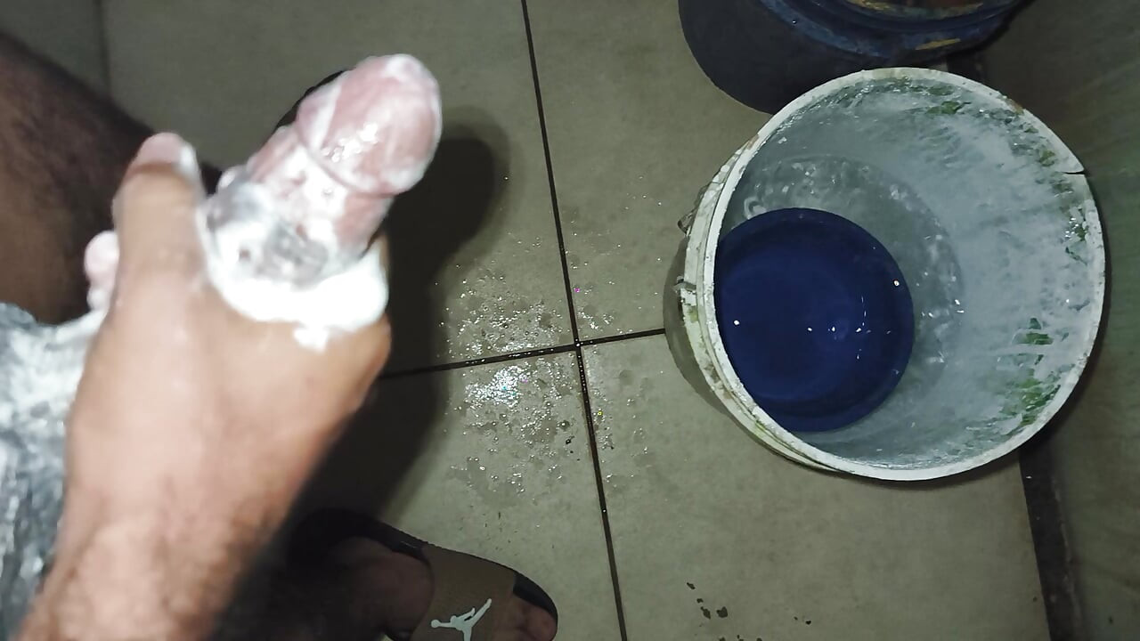 Hairy skinny man masturbates in pope's shower while not at home