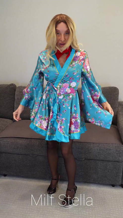 Blue Robe with Black Heels