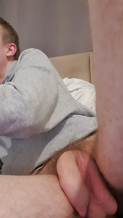 Teen messing with he's floppy big cock stretchy