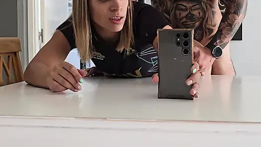 My STEPBROTHER has me against the mirror and he doesn't stop hitting me hard