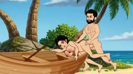The husband and wife sat in the boat and went to the sea and there the husband fucked his wife with a big penis, a beautiful wife with big boobs.
