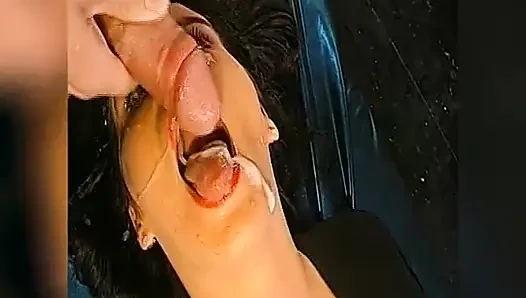 Brunette Slut Gets Her Face Covered in Cum