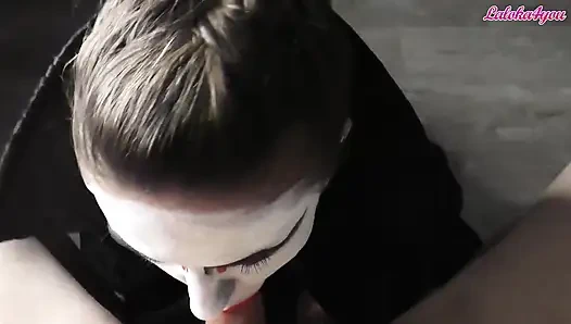 Vampire girl passionate sucks big cock to cum in mouth