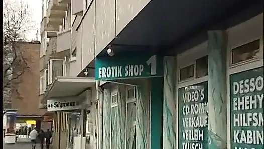 Girl working at erotic shop sucking my dick