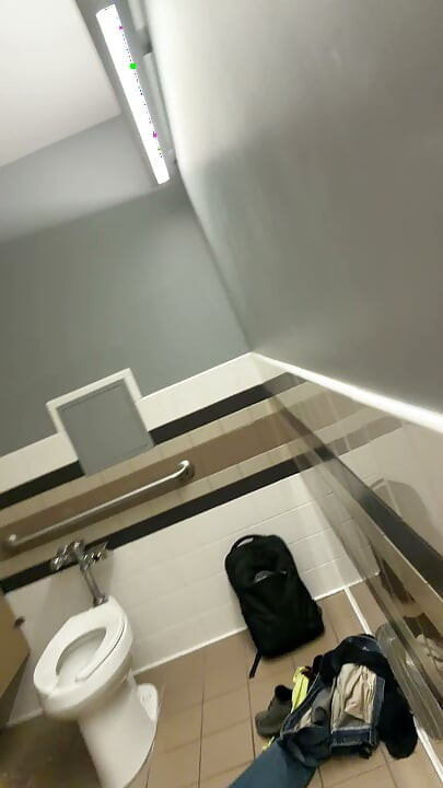 Luvbennude Has Some Fun in a Public Bathroom