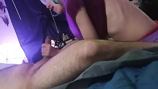 Akıllara durgunluk veren sakso sıska beyaz kızın yüzünü dölle kaplatıyor