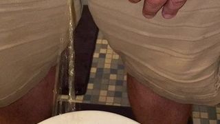 Pissing then jerking off with my piss with close up cum shot