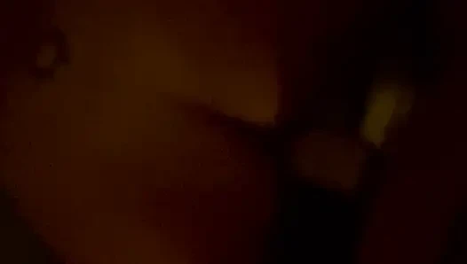 Amateur brunette's pussy swallowing Giant Cock!