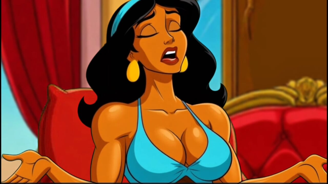 Princess Jasmine enjoys sexual pleasure. She picked up the magic lamp and began rubbing it with her pussy
