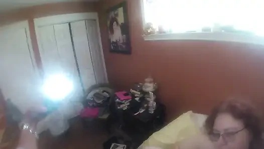BBW plays with her pussy and does hot sloppy cock sucking!