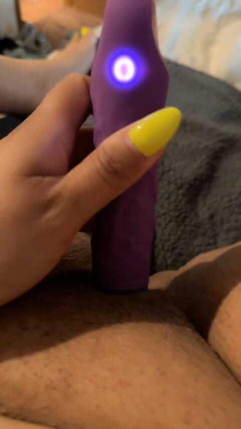 Playing with my purple toy