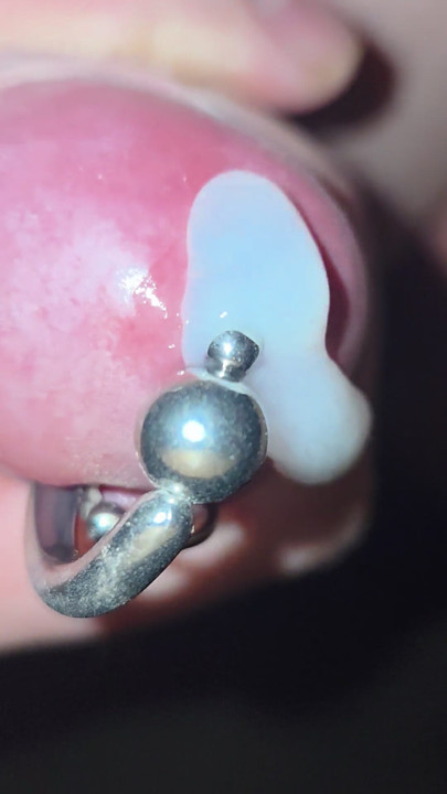 Cum close up big Prince albert piercing