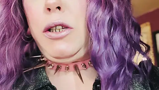 Purple Haired Smoking Goth Tina Snua Smokes Close Up - Coughing Smoke Drifts OMI OME Snap Inhales