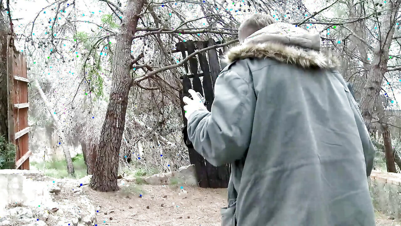 A blonde is wildly ass fucked by a rough man in the woods