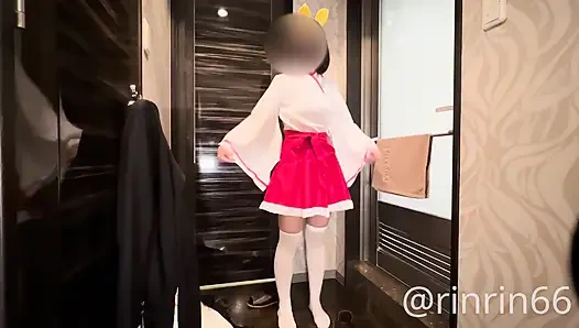 18yo Japanese Student Miko Cosplay Body Writing 7 Times Consecutive Orgasms While Stay Inserted No Piston