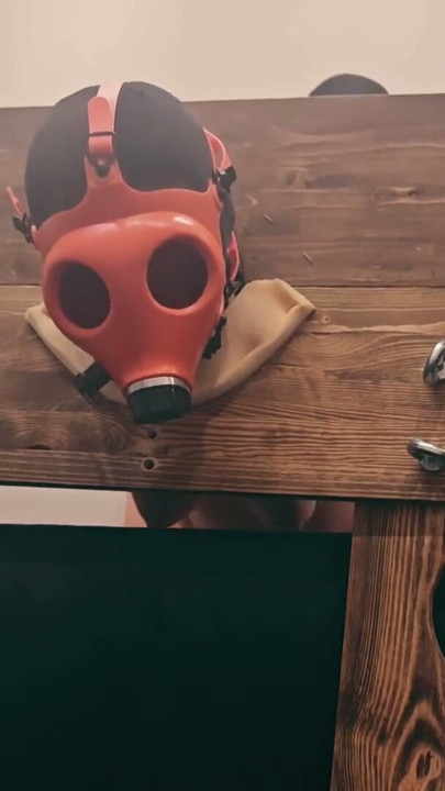Wife has sex wearing gasmask. Her sister watching us | Clip 1