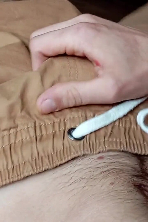 The Guy with His Cock Full of Semen After Cumming I Go Out to the Street with His Stained Pants