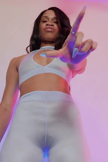 Bitch Loser - Ebony Femdom Goddess Rosie Reed Bratty Loser Tease and Denial Humiliation Nylon Tight Outfit Middle Finger