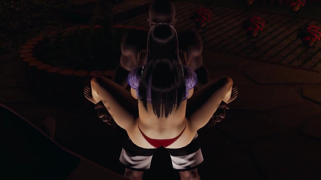 My Black Boyfriend Fucked Me in Pussy and Cum in Mouth at Night Backyard. 3D Animation