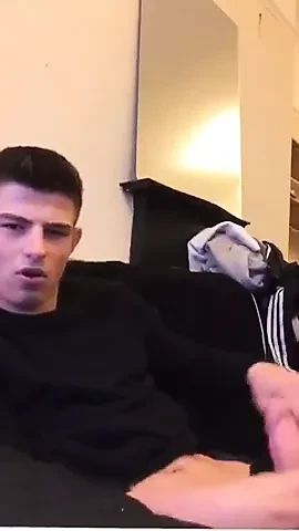 Cute guy jerks his big cock off