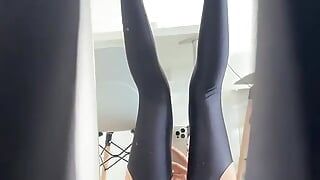 Masturbating in Black Stockings with Her New Anal Toy, Wanting a Big Cock Inserted Into Her