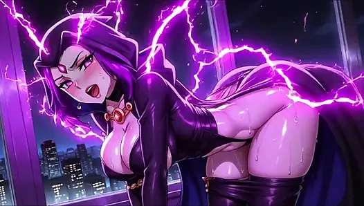 Ворон из юных титанов выказывает массивные сиськи и огромную задницу в очень бурных эротических волшебных сценах