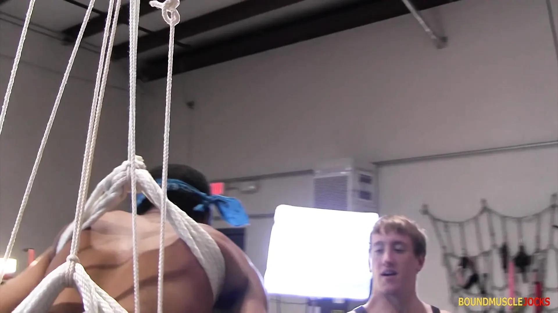 BoundMucleJocks: Kinky Dom Tommy Dean Wax Torments His Black Sub Damon
