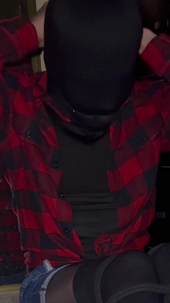 Key moment from "Crossdresser wearing stepmoms tights and self bondage while ball gagged"