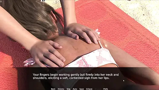 Stepson Applying Sunscreen On Stepmom Body On Beach And Massaging Her Boobs