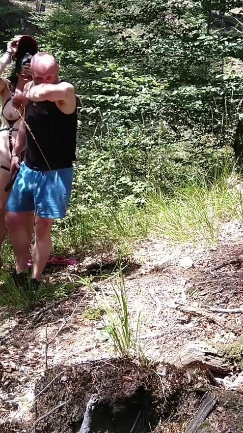 Milf woman with big tits jerking fat dick in the woods | Clip 3