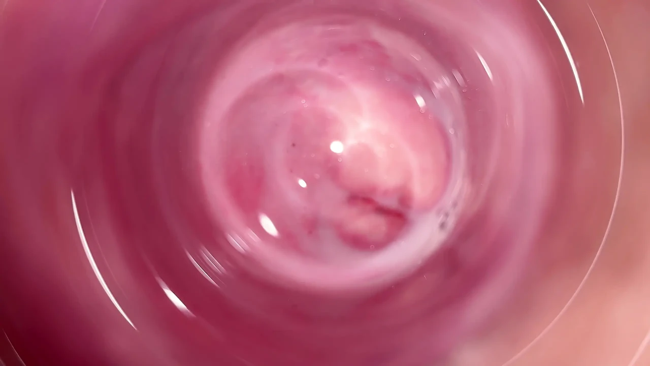 Camera deep inside Mia's tiny creamy vagina