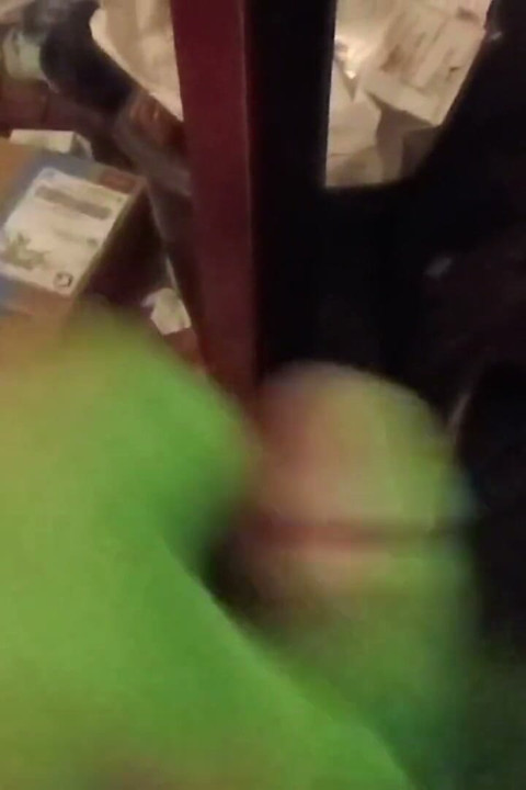 Cumming with a Green Glowing Light