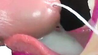 Closeup cum in mouth