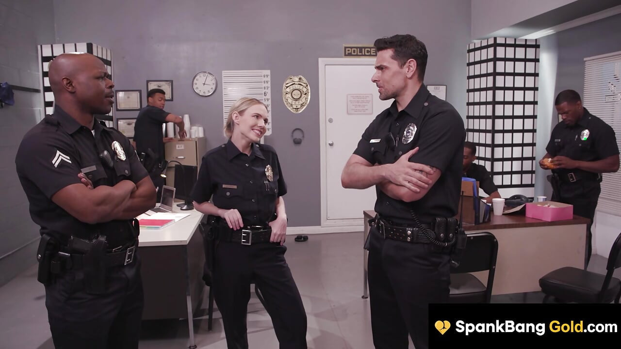 SPANKBANG GOLD - Busty Blonde Cop Smashed By Enitre Precinct