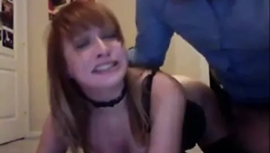 Amateur Redhead gagged slapped and fucked hard