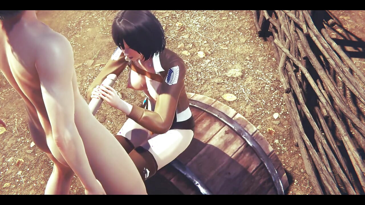 On Titans Hentai - Mikasa Do a Handjob with Cum in Her Face and Uses a Dildo - Manga Anime Japanese Asian Game Porn