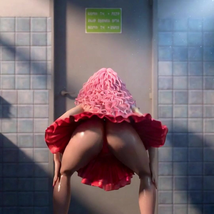 She dances with her hands on her knees
