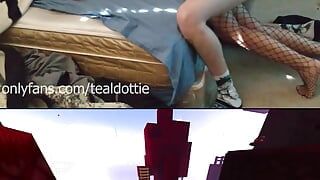 College girlfriend in fishnets rides and pounded with Minecraft Parkour