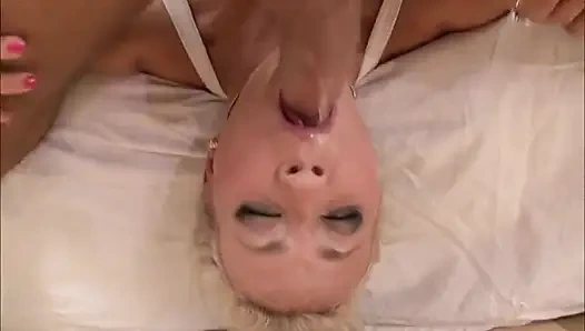 Beauty blonde petite masturbating big dick sucking...cum on face