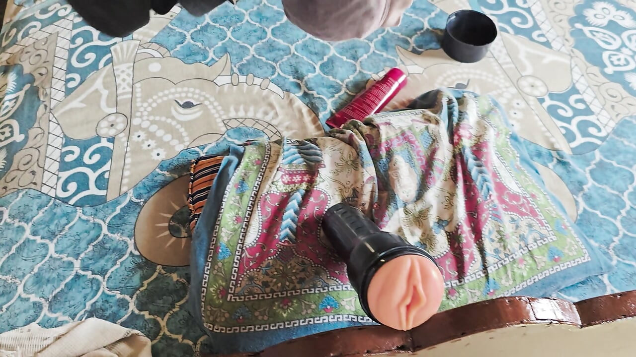 Boy shoves sex toy with his big black cock - boy pushes big cock into pussy