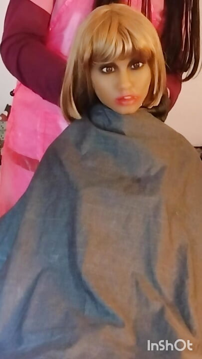 Julia boneca sexual escrava ebony com bob cut loiro