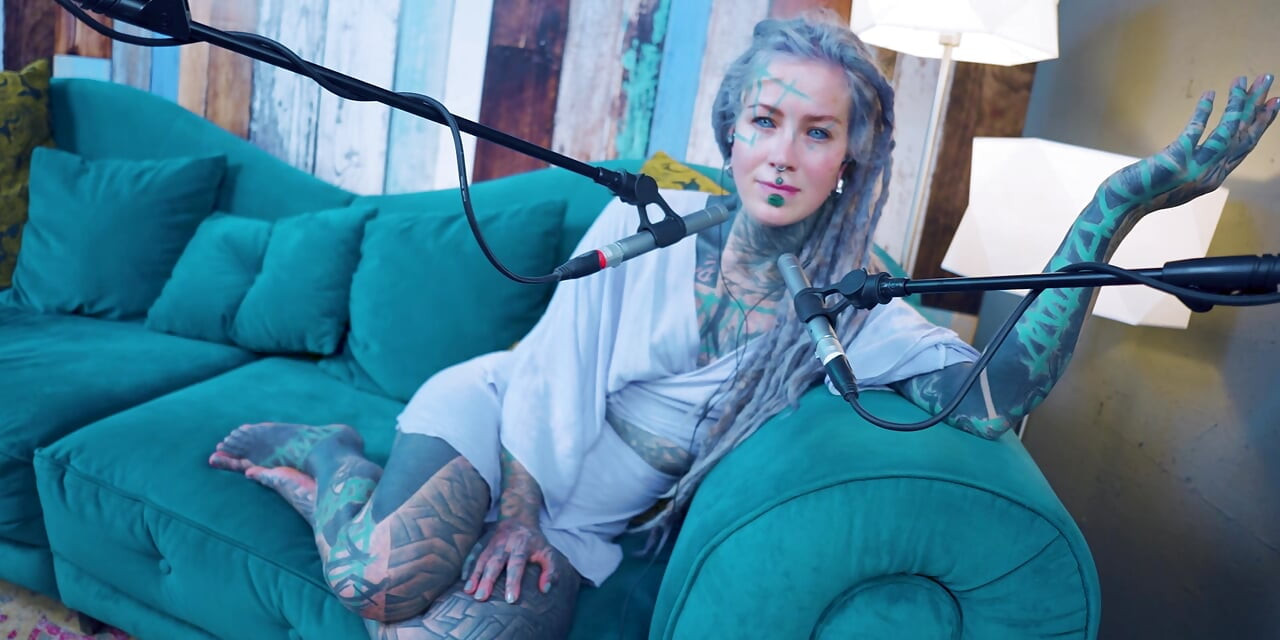 I talk about O - Overcome - ASMR podcast SFW talking goth skinny girl dreadlocks tattoo model inked girl
