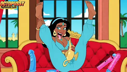 Футанари. Девушка принцесса Jasmine с большим хуем. Порно серия «Аладдин».