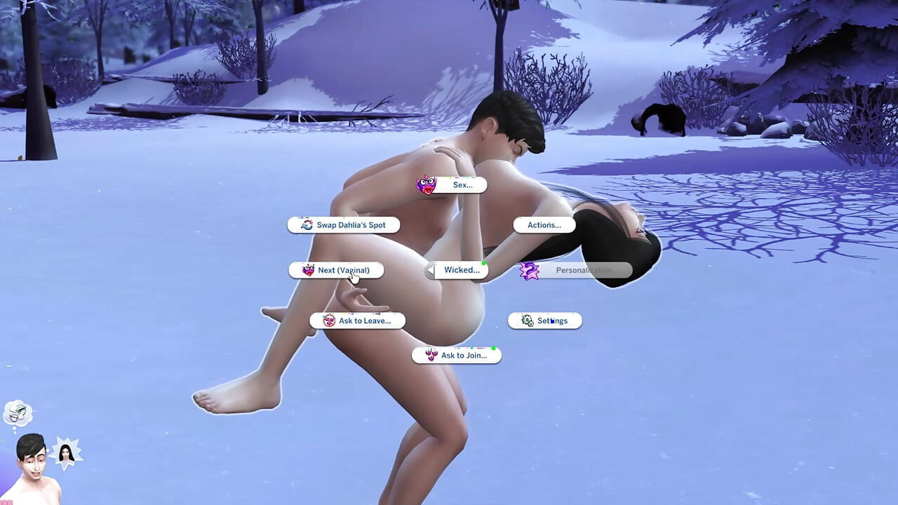 Public Sex on winter season snowing