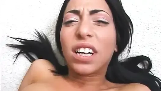 Tattooed teen gets her cunt and ass boned by a massive man with huge cock and swallows cum